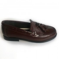 4970-P Nens Burgundy Leather Loafer with kilt tongue and tassels